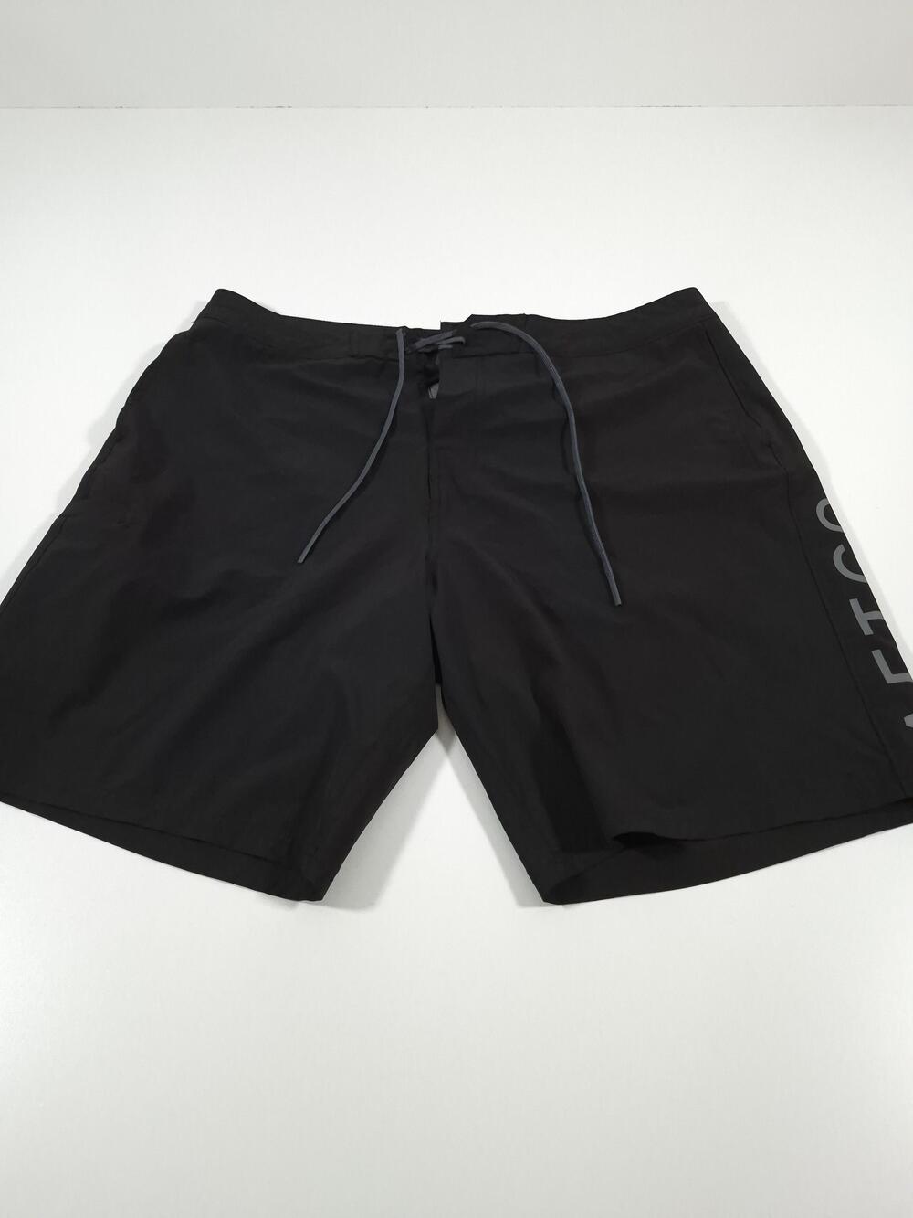 AFTCO Board Shorts Mens 38 Black Solid Stretch Fishing Swim Trunks Pockets